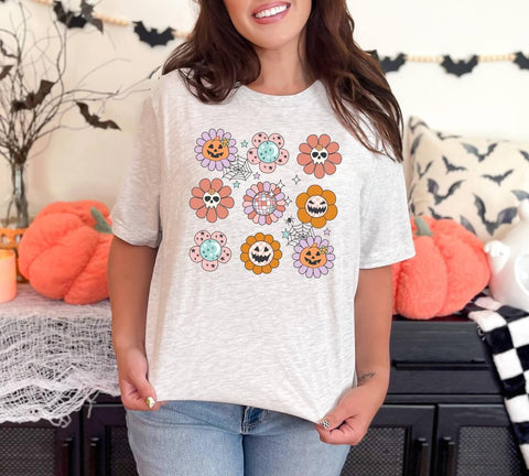 Cute Pumpkin Floral Halloween T-Shirt