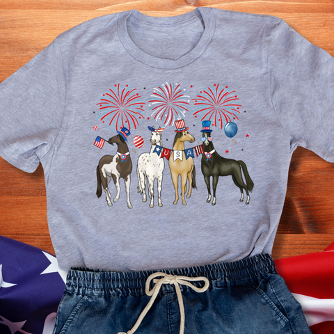 Patriotic Horses 4th of July Unisex T-Shirt