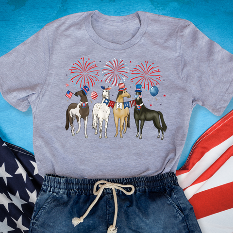 Patriotic Horses 4th of July Unisex T-Shirt