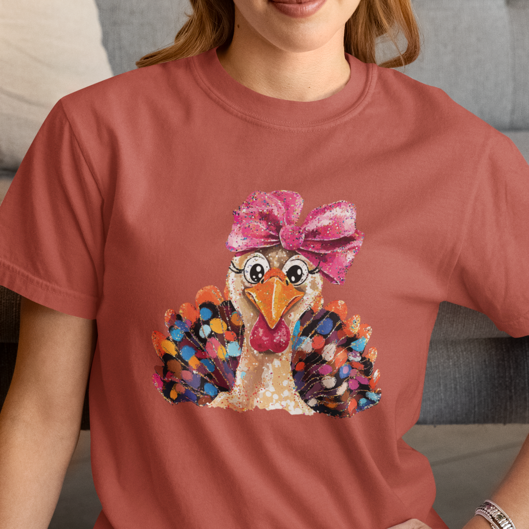 Glam Turkey T-Shirt | Cute Thanksgiving Graphic Tee