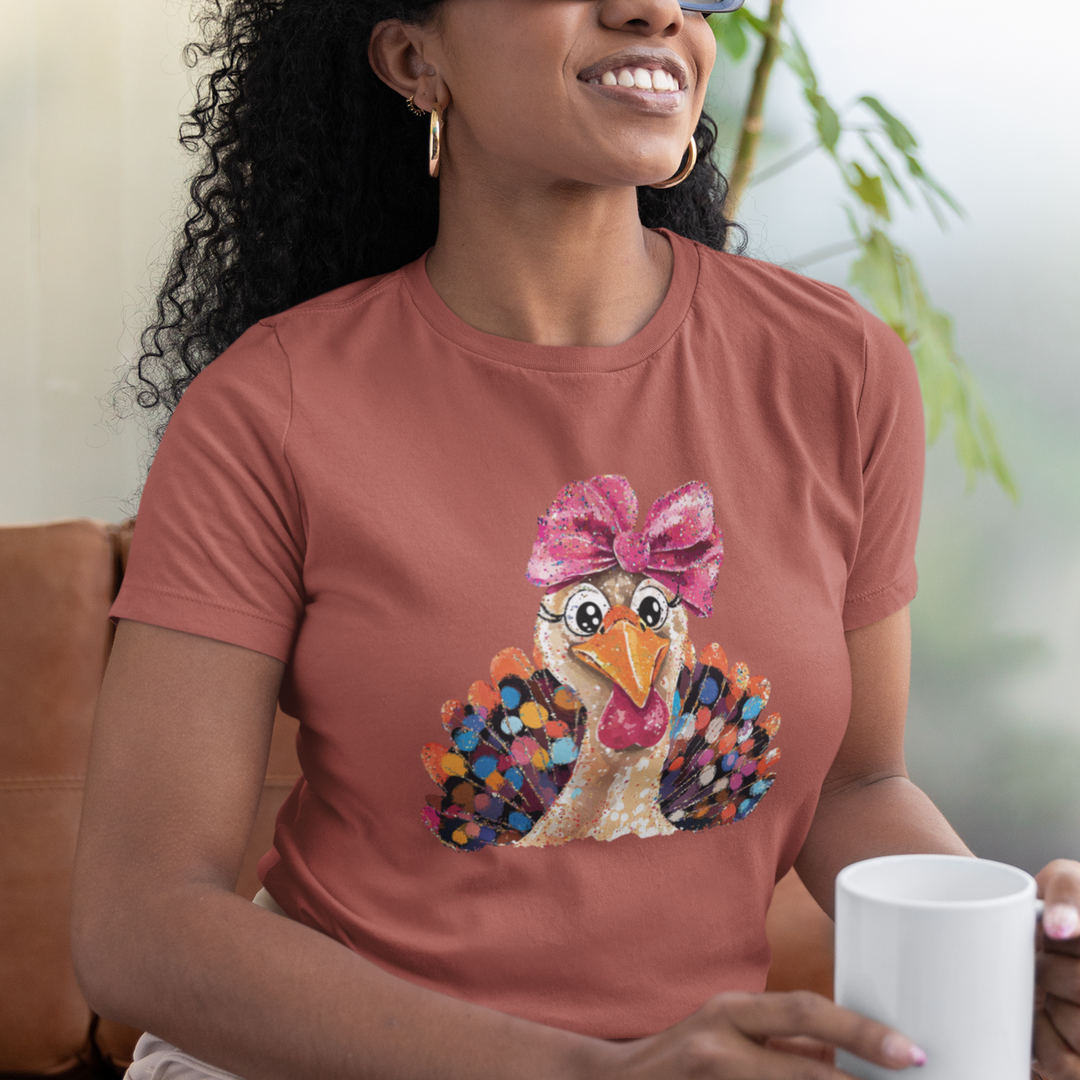 Glam Turkey T-Shirt | Cute Thanksgiving Graphic Tee