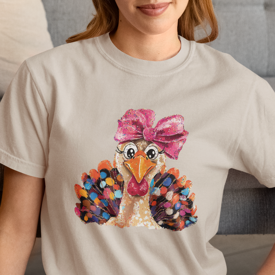 Glam Turkey T-Shirt | Cute Thanksgiving Graphic Tee