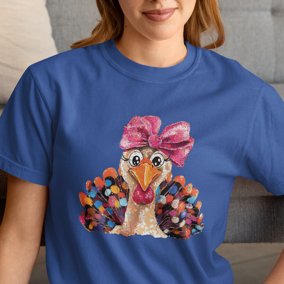 Glam Turkey T-Shirt | Cute Thanksgiving Graphic Tee