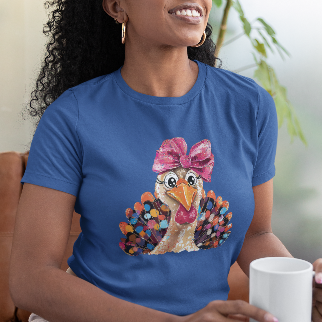 Glam Turkey T-Shirt | Cute Thanksgiving Graphic Tee