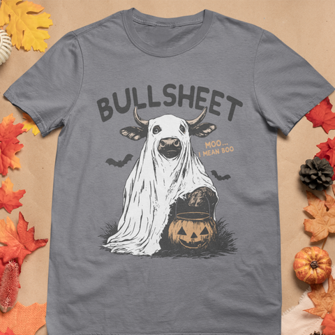BULLSHEET Halloween T-Shirt - Funny Cow “Moo... I Mean Boo” Graphic Tee