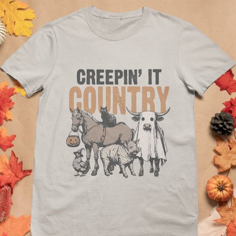 Creepin’ It Country T-Shirt - Funny Farm Animal Halloween Tee