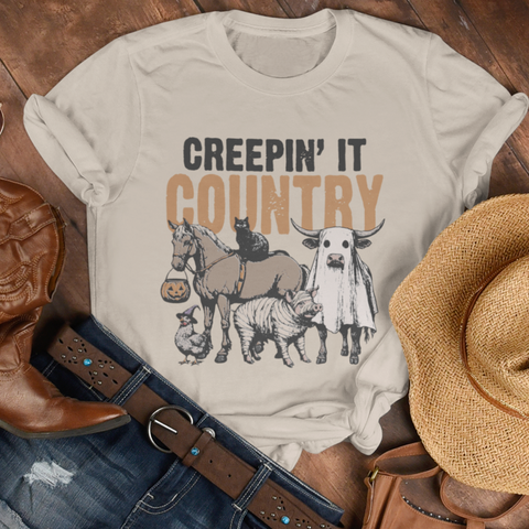 Creepin’ It Country T-Shirt - Funny Farm Animal Halloween Tee
