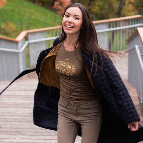 Fall Floral Pumpkin T-Shirt | Autumn Graphic Tee