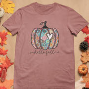 Hello Fall T-Shirt | Floral Pumpkin Fall Tee