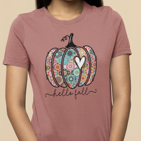 Hello Fall T-Shirt | Floral Pumpkin Fall Tee
