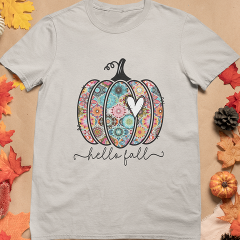 Hello Fall T-Shirt | Floral Pumpkin Fall Tee