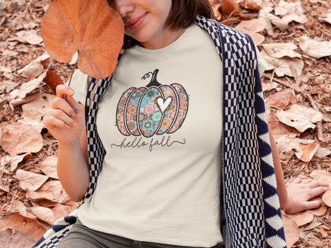 Hello Fall T-Shirt | Floral Pumpkin Fall Tee