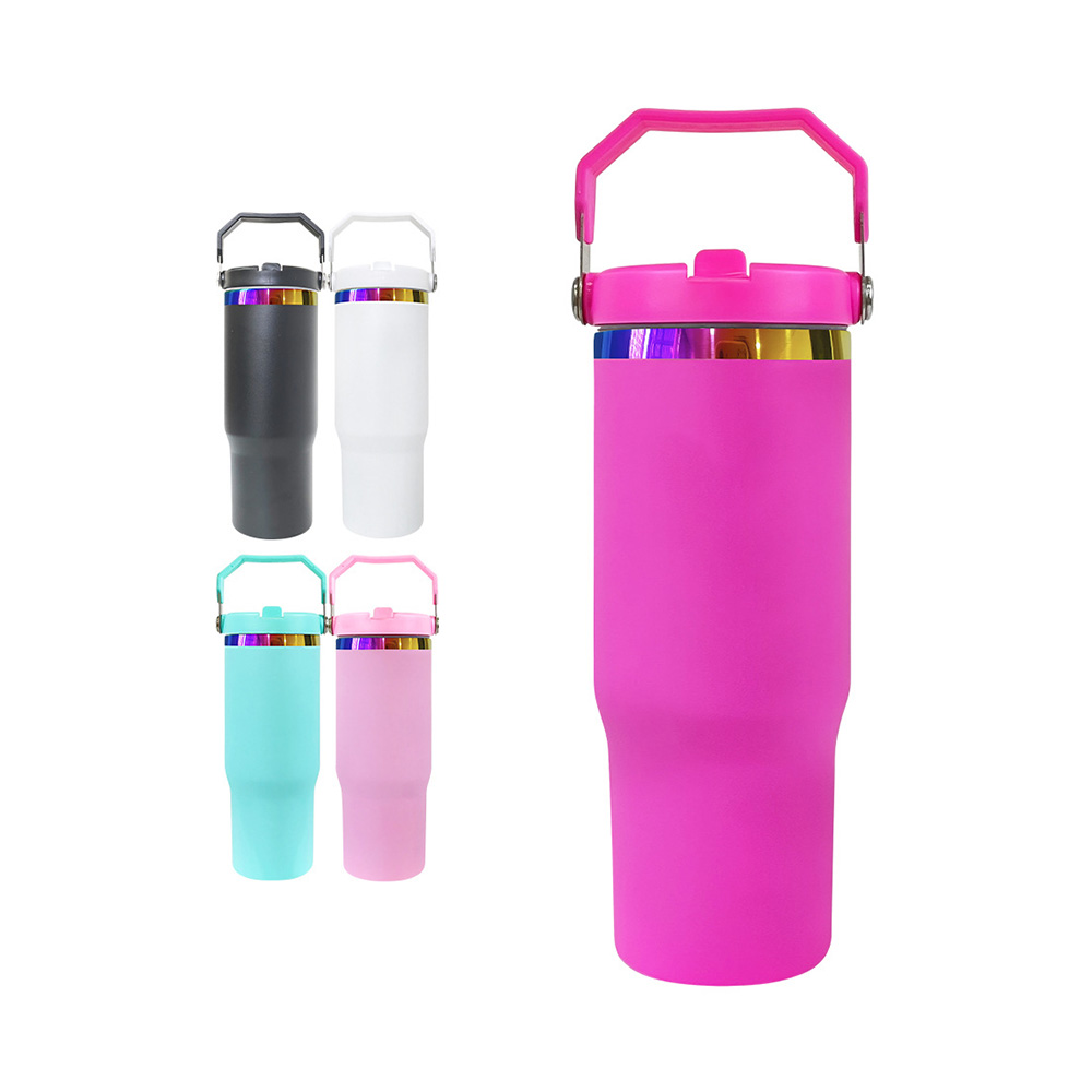 🐾 Personalized Goolsby Greyhounds 30 oz Water Bottle with Handle | Rainbow Engraved Stainless Steel