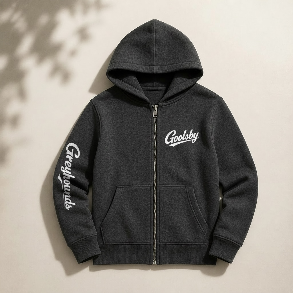 Goolsby Greyhounds Sleeved Youth Full Zip Hoodie | School Spirit Sweatshirt
