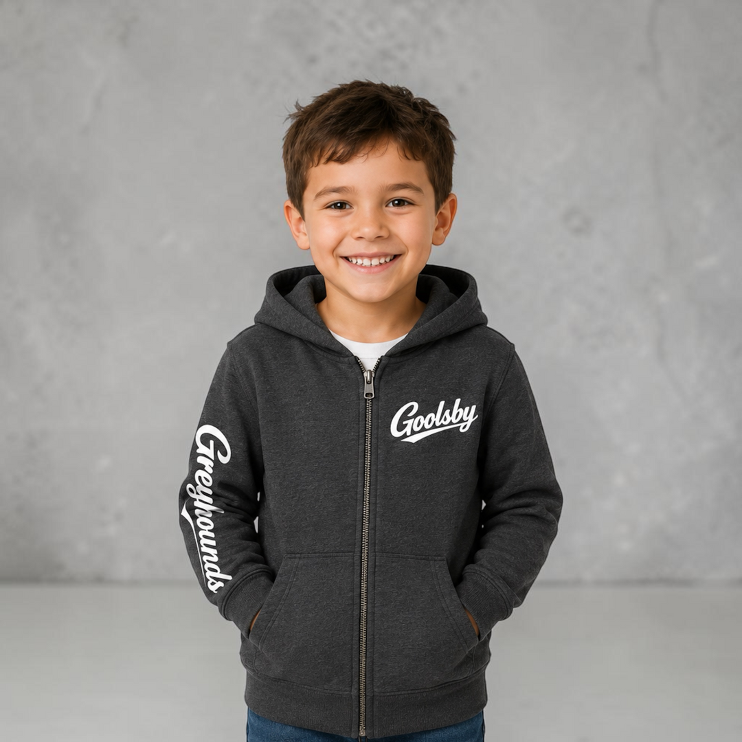 Goolsby Greyhounds Sleeved Youth Full Zip Hoodie | School Spirit Sweatshirt