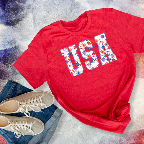 USA Floral 4th of July Unisex T-Shirt