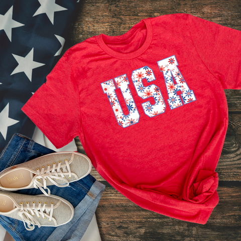 USA Floral 4th of July Unisex T-Shirt