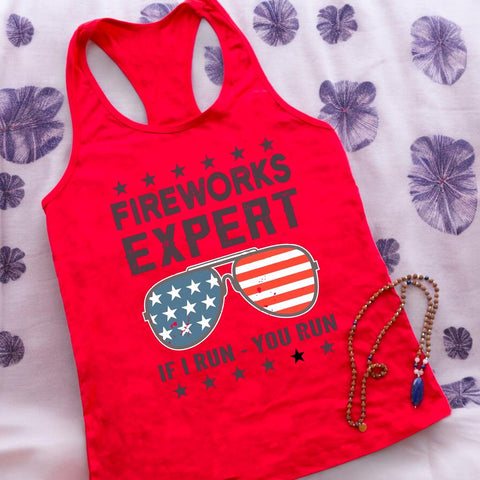 Fireworks Expert 4th of July Razorback Tank Top