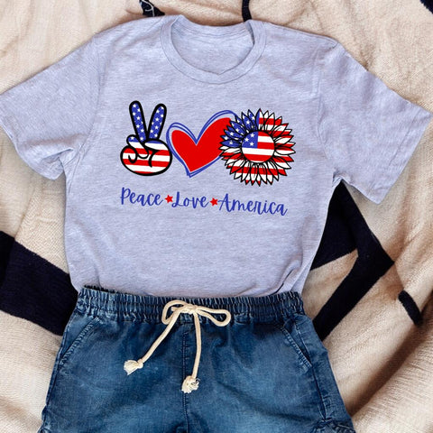 Peace, Love, America 4th of July Unisex T-Shirt