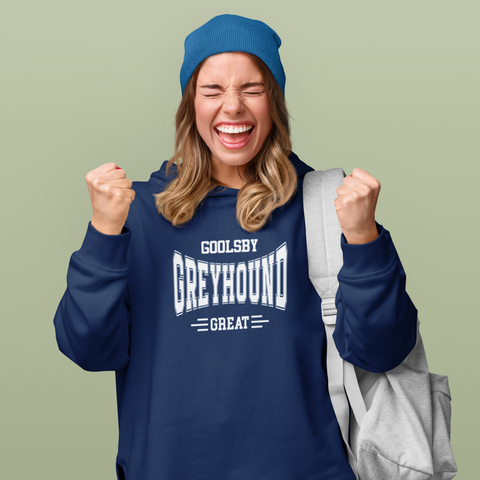 Goolsby Greyhound Great Hoodie – Stretched Logo Design