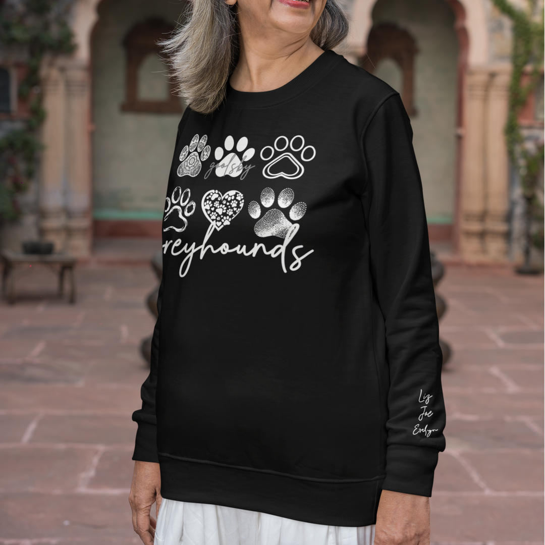 🐾 Personalized Goolsby Greyhounds Paw Print Sweatshirt | Custom Sleeve Names | Adult, Youth &amp; Toddler