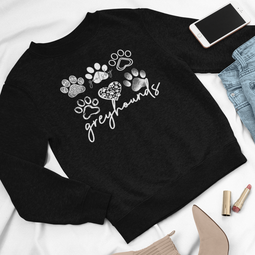 🐾 Personalized Goolsby Greyhounds Paw Print Sweatshirt | Custom Sleeve Names | Adult, Youth &amp; Toddler