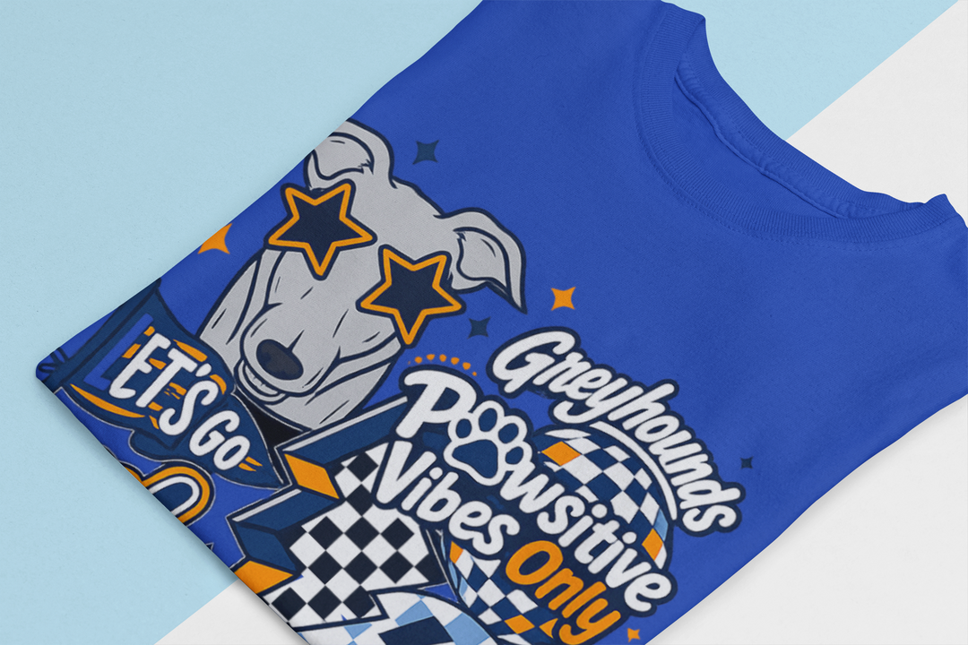 Greyhounds Pawsitive Vibes Only Shirt | Goolsby Elementary Spirit Wear | Retro School Tee | Kids Greyhound T-Shirt | Blue or Pink Spirit Shirt